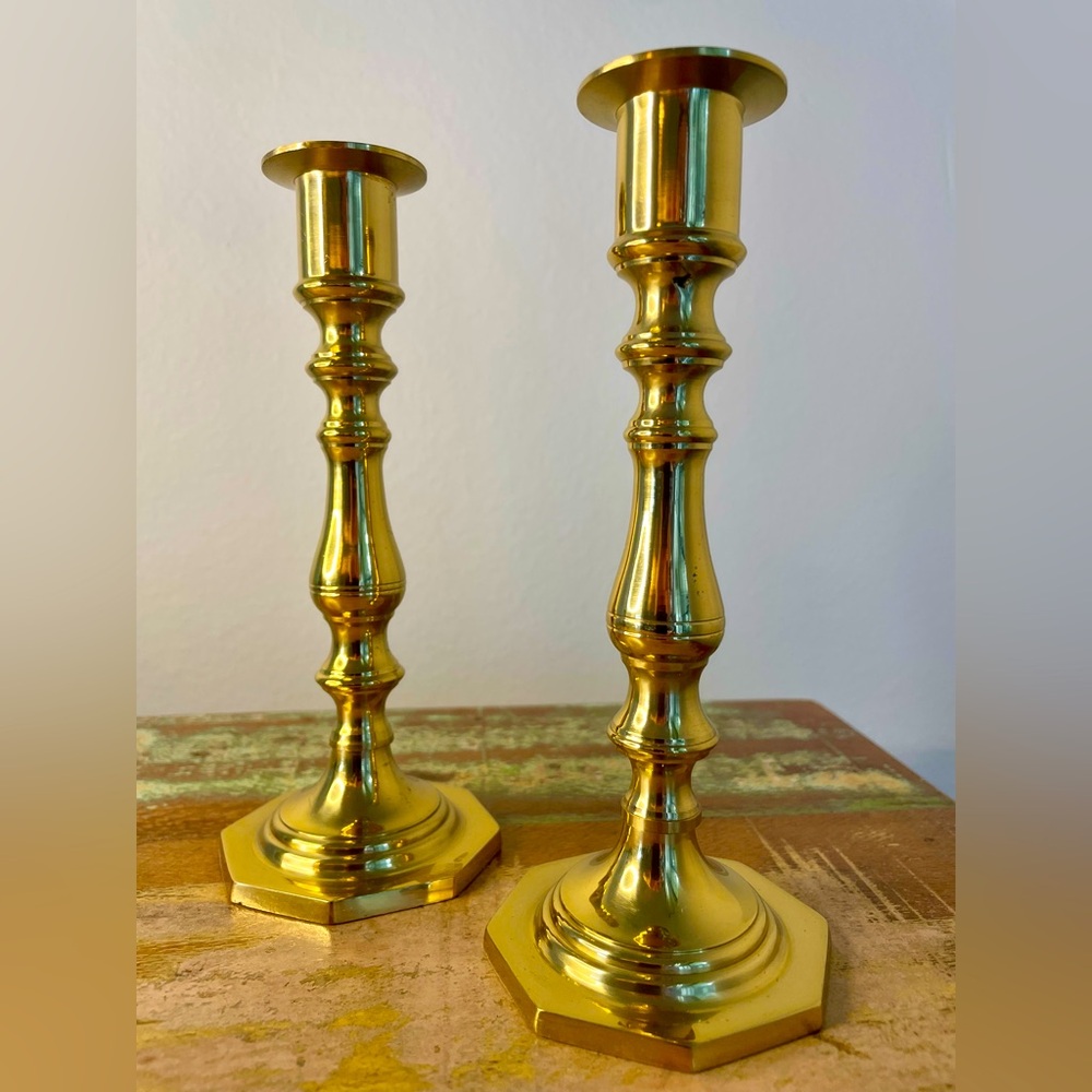 Set of Two Brass Candlestick Holders